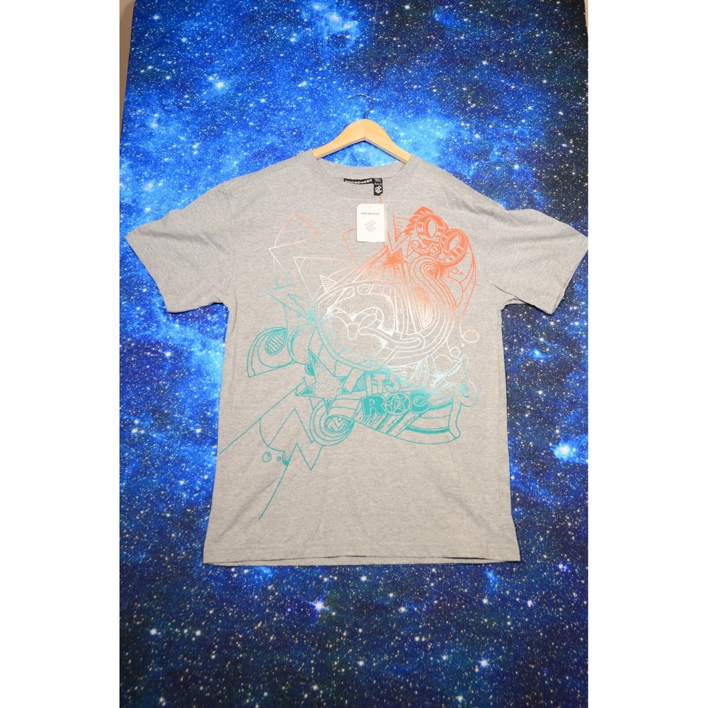 Vintage Rocawear Graphic Short Sleeve T Shirt Youth XL Fits Men Medium Grey Y2K